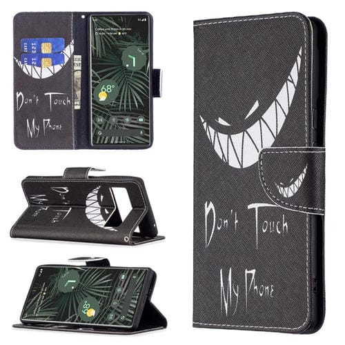 Para Google Pixel 6 Pro Patrón de dibujo de color Patrón de Dibujo Horizontal Flip Funda de cuero con soporte y ranuras para tarjetas (Smirk)