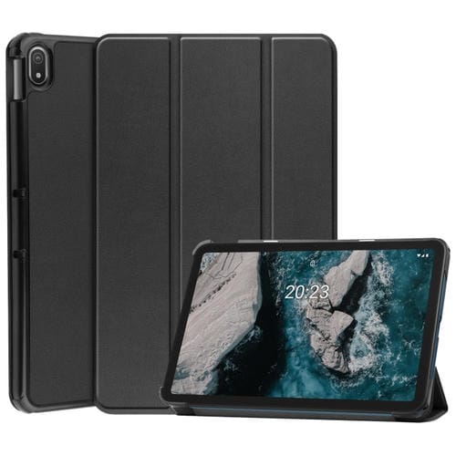 Para NOKIA T20 Three-Plegable Custer Texture Clee Tablet Funda (Negro)