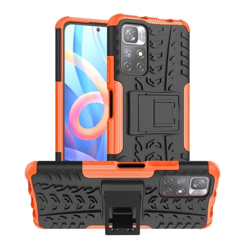 Para Xiaomi Redmi Note 11 5g Three Texture TPU + PC Funda telefónica (naranja)