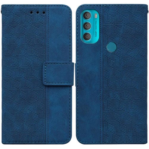 Para Motorola Moto G71 Caja de cuero en relieve geométrico (azul)