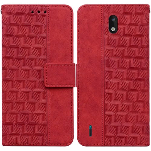 Para Nokia 1.3 Caja de cuero en relieve geométrico (rojo)