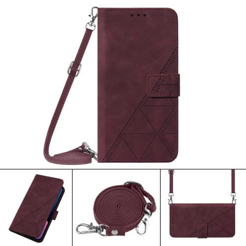 Para Xiaomi Redmi 9C / 9C NFC / POCO C3 Crossbody 3D Funda de cuero con goma 3D (rojo)