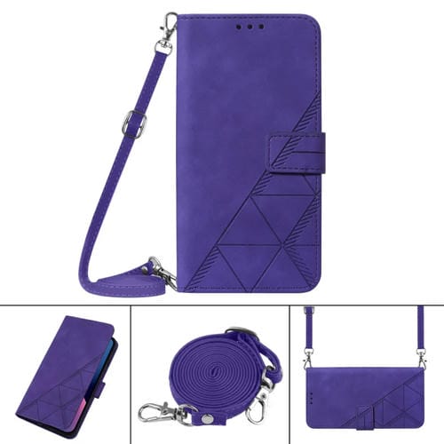 Funda para Nokia XR20 Crossbody 3D en Relieve Caja de Cuero (Púrpura)