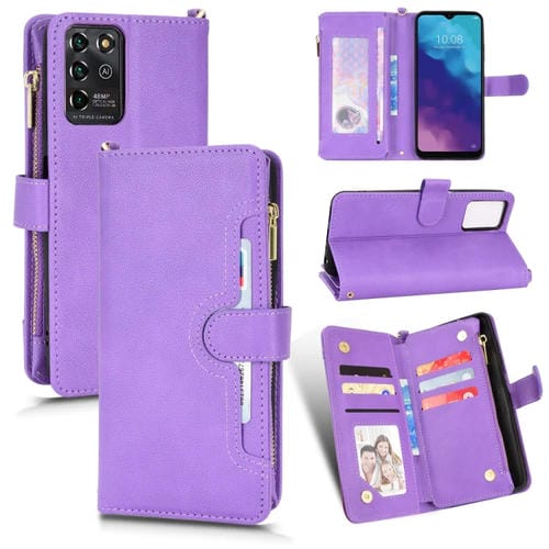 Para ZTE Blade V30 Vita / V2022 Litchi Texture Pipe Telephip Case (Purple)