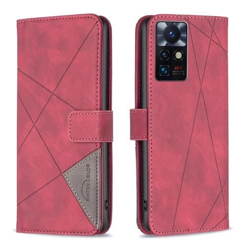 Para infinix cero x neo bf05 hebilla magnética rhombus textura de la caja del teléfono de cuero (rojo)