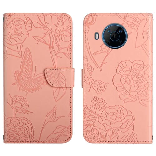 Funda de piel para Nokia X100 Skin Feel Butterfly Peony (Rosa)