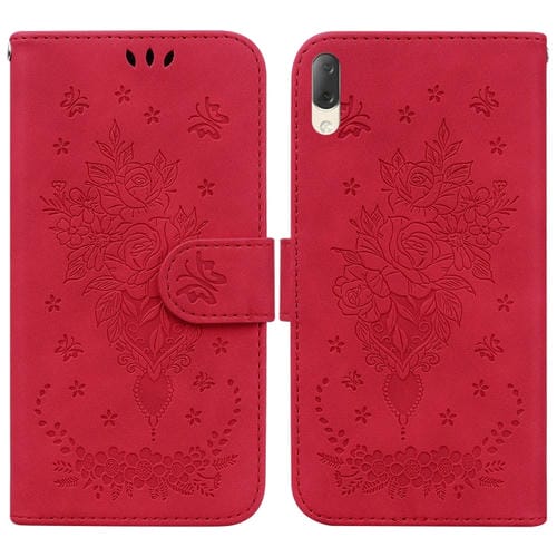 Para Sony Xperia L3 Butterfly Rose Rossed Leather Case (rojo)