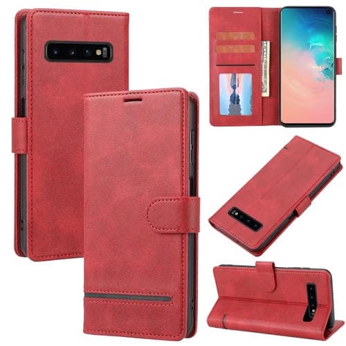 Para Samsung Galaxy S10 Classic Wallet Flip Leather Case (rojo)