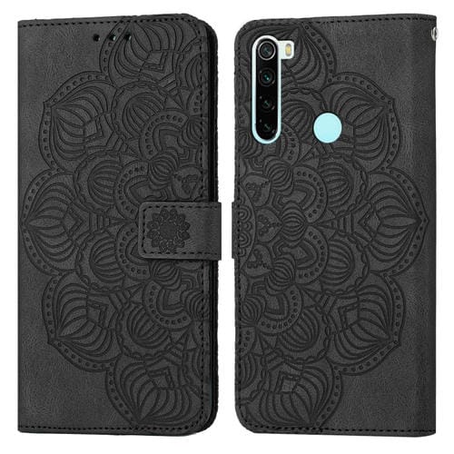 Para Xiaomi Redmi Note 8 Mandala Flip Flip Leather Case (negro)