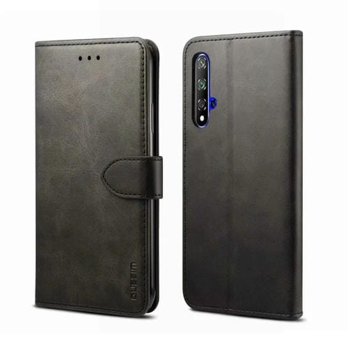 Para Huawei Honor 20 GUSSIM Business Style Funda de cuero con tapa horizontal con soporte, ranuras para tarjetas y billetera (negro)