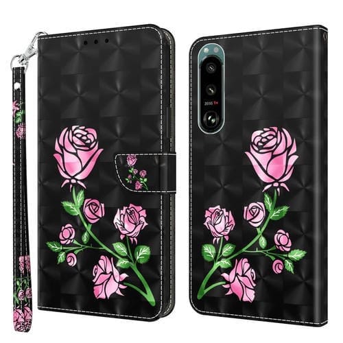 Funda de Cuero para Sony Xperia 5 III Pintada en 3D (Rosa)