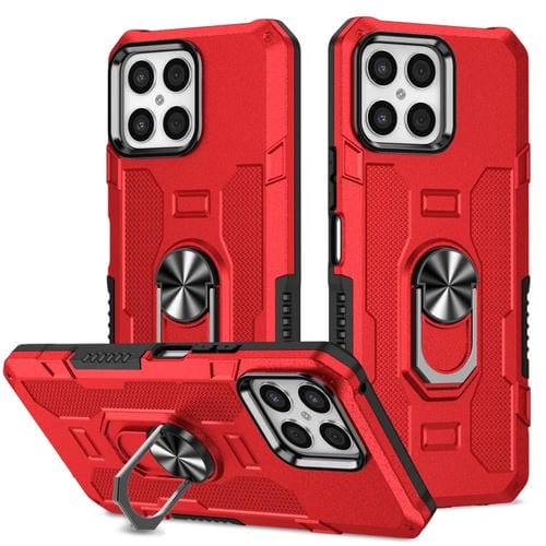 Para Honor X8 Ring Holder Armor Hybrid Phone Case (Rojo)