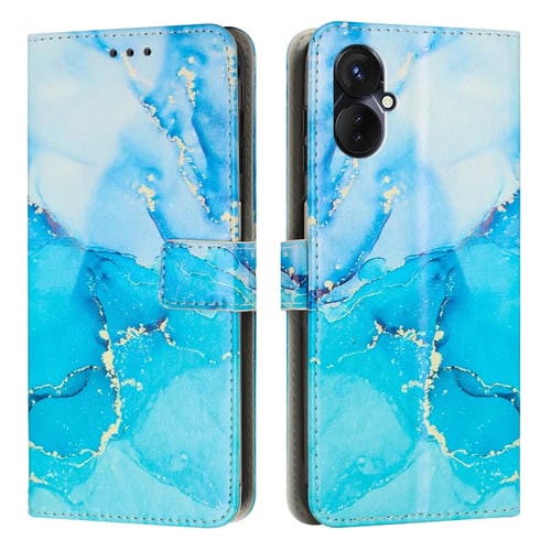Funda para Tecno Camon 19 Pro 5G Cuero con Patrón Mármol Pintado (Azul Verde)