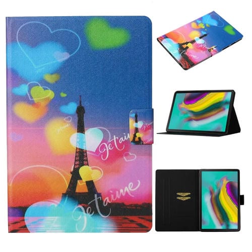 Funda de Cuero Galaxy Tab S5E T720 T725 con Tapa Horizontal Soporte Ranura Tarjeta Suspensión (Torre Romántica)