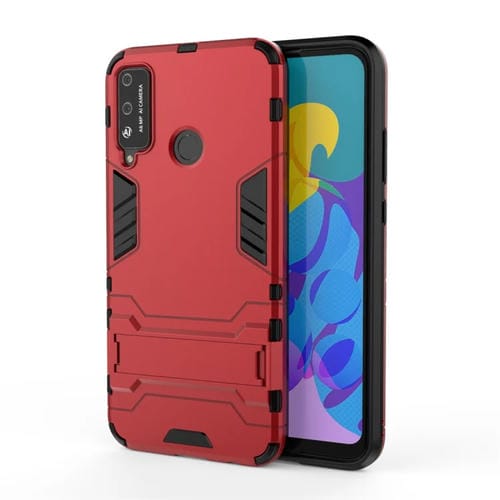 Para Huawei Honor Play 4T PC + TPU Funda protectora a prueba de golpes con soporte invisible (rojo)