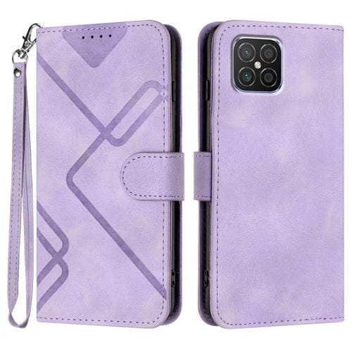 Funda de Cuero Huawei Nova 8 Se Diseño de Líneas Tacto Suave (Morado Claro)