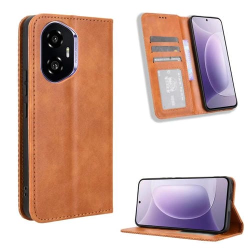 Funda de Cuero con Textura Retro y Hebilla Magnética para Honor 300 5G (Marrón)