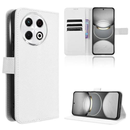 Funda de Cuero con Textura de Diamante para Tecno Spark 30 Pro 4G (Blanca)