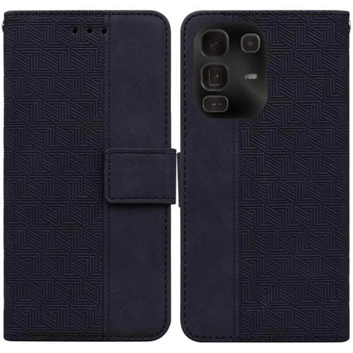 Funda de cuero con relieve geométrico para Infinix Note 50 Pro+ (negra)