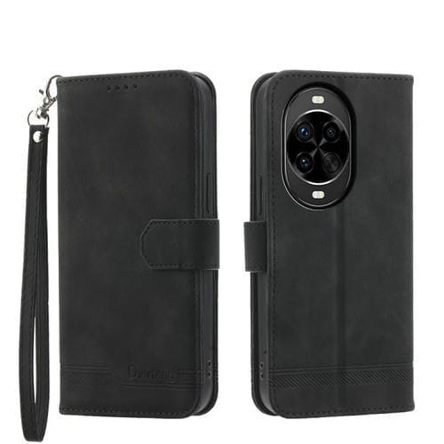 Funda híbrida de TPU y cuero sintético Dierfeng Dream Line para Huawei nova 14 Pro (negra)