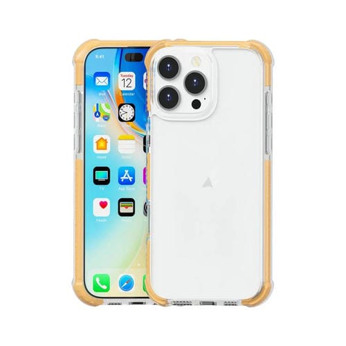 Funda híbrida de acrílico TPU a prueba de golpes con cuatro esquinas para iPhone 16 Pro (dorada)