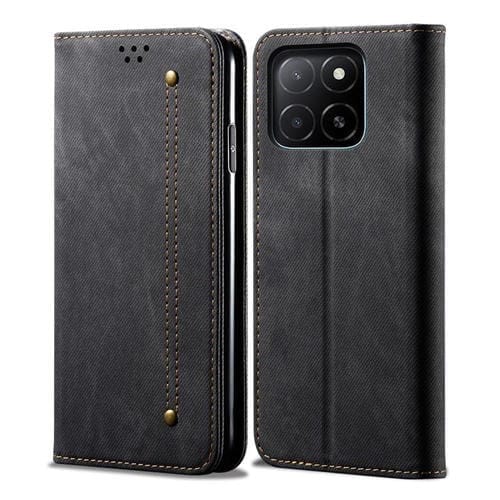 Funda de Cuero con Tapa y Textura Vaquera para Honor X8C 4G (Negra)