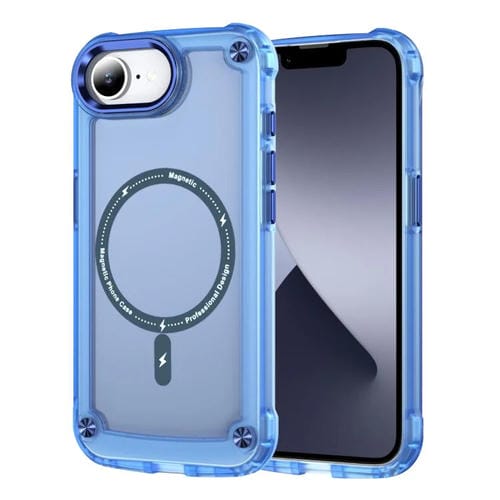 Funda Magnética para iPhone 16E TPU y PC Magsafe con Tacto de Piel (Azul Transparente)
