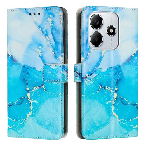 Funda de Cuero con Patrón de Mármol Pintado Global para Redmi Note 14 5G (Azul y Verde)