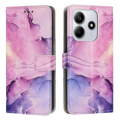 Funda de Cuero con Patrón de Mármol Pintado Global para Redmi Note 14 5G (Morado)