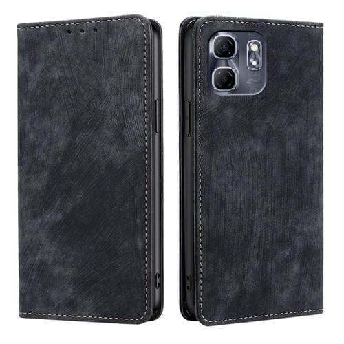 Funda de Cuero Magnética con Cepillo Antirrobo Rfid para Infinix Hot 50I (Negro)