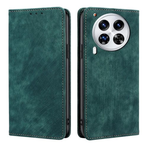 Funda de Cuero Magnética para Tecno Camon 30 Premier 5G con Cepillo Antirrobo Rfid (Verde)