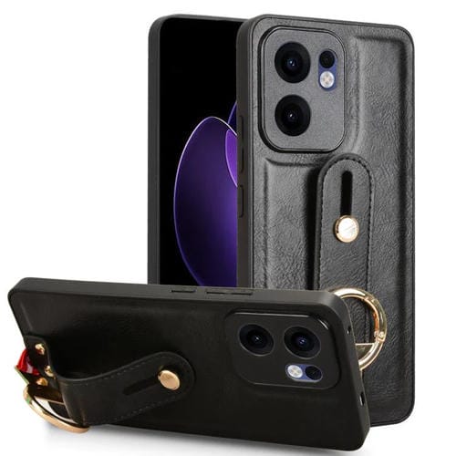 Funda Trasera de Cuero con Correa para El Brazo para Oppo Reno13 F 5G (Negra)
