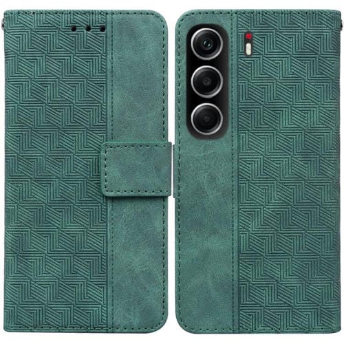 Funda de piel con relieve geométrico para Tecno Camon 40 (verde)