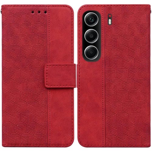 Funda de cuero con relieve geométrico para Tecno Camon 40 (roja)
