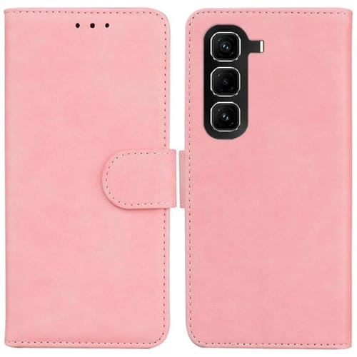 Funda de cuero con tapa abatible para Infinix Hot 50 Pro+ 4G, color puro y tacto suave (rosa)