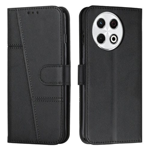 Funda de Cuero con Textura de Becerro y Hebilla para Tecno Spark 30 Pro (Negro)