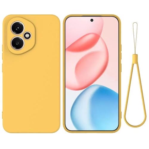 Funda de silicona líquida para Honor 400 Global de 156,5 mm, color sólido, anticaídas y cobertura total (amarilla)