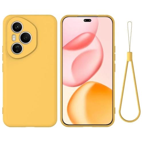 Funda de silicona líquida para Honor 400 Pro Global de 160,8 mm, color sólido, anticaídas y cobertura total (amarilla)