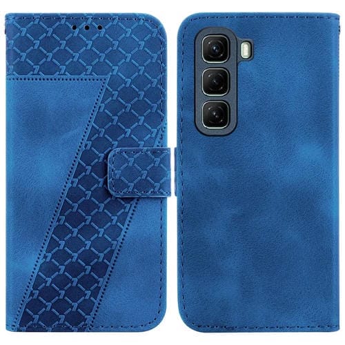 Funda de Cuero con Relieve en Forma de Siete para Infinix Hot 50 4G (Azul)