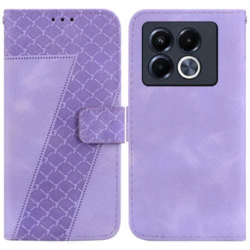 Funda de Cuero con Relieve en Forma de Siete para Infinix Note 40 5G (Morado)