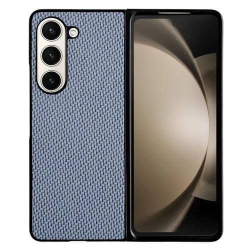 Caja de Teléfono Samsung Galaxy Z Fold5 PC Textura Cuero Trenzado (Azul)
