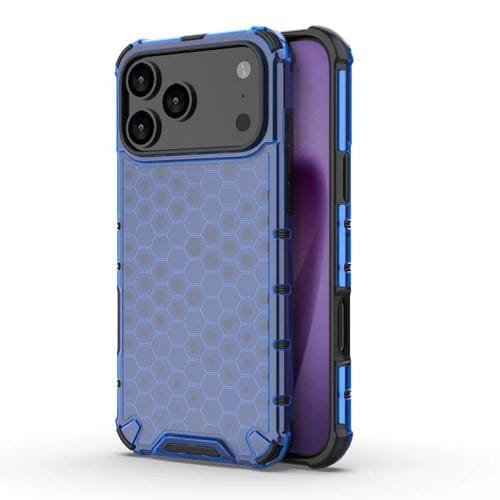 Funda antigolpes con diseño de panal para iPhone 17 Pro Max (azul)