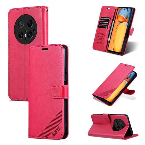 Funda de Piel de Oveja con Tapa para Huawei Mate 70 Pro y 70 Pro+ (Roja)
