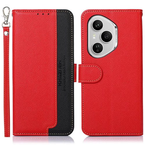 Funda de cuero con textura de lichi KHAZNEH RFID para Honor 400 Pro Global (160,8 mm) (Rojo)
