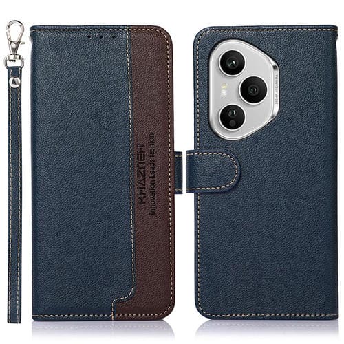 Funda de cuero con textura de lichi KHAZNEH RFID para Honor 400 Pro Global (160,8 mm) (azul)