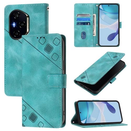 Funda de Piel con Relieve para Honor 300 Pro 5G y 300 Ultra (Verde)
