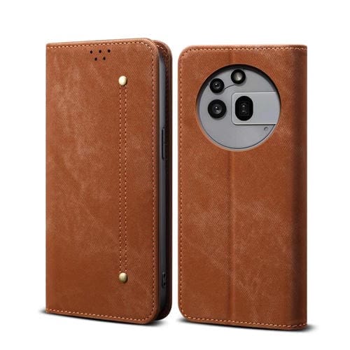 Funda de Cuero con Tapa para Teléfono 3A Pro Estilo Casual Textura Vaquera (Marrón)
