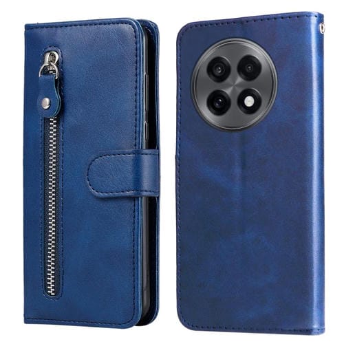 Funda de Piel Textura Becerro con Cremallera para OnePlus 13R / Ace 5 / Ace 5 Pro (Azul)
