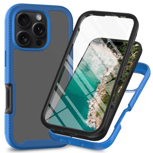 Funda para iPhone 16 Pro Max Starry Sky Solid Color Series PC + TPU con Película Pet (Azul Real)