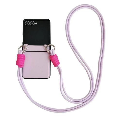 Funda Morandi con textura de cuero y cordón para Samsung Galaxy Z Flip7 5G (rosa)